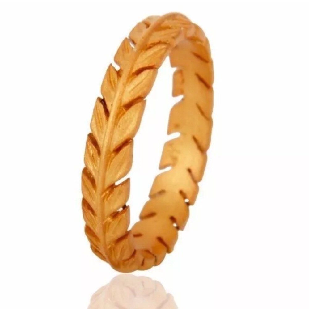 Gold olive branch band ring - Picture 3 of 4